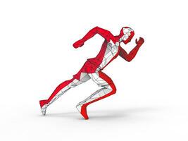 niedrig Polygon Laufen Mann - - rot und Weiß foto