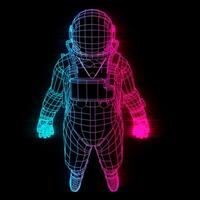 Neon- Synthwave Stil Astronaut Drahtmodell foto