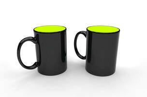 zwei Schwarz Grün Kaffee Tassen foto