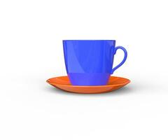 Blau Kaffee Tasse mit Orange Untertasse foto