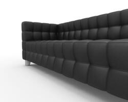 schwarz Leder Sofa auf Weiß Hintergrund - - schließen hoch. foto