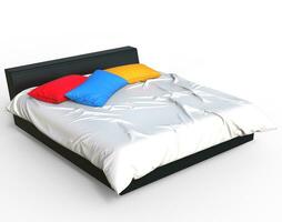 modern Bett - - hell farbig Kissen foto