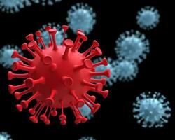 rot Virus Zelle steht aus - - Blau Virus Zellen im das Hintergrund foto