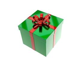 glänzend Grün Geschenk Box mit hell rot Band foto