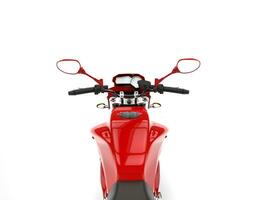 schön rot Sport Motorrad - - Fahrer Punkt von Aussicht foto