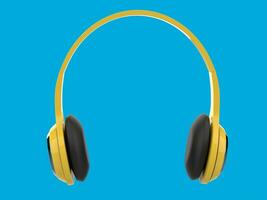 modern Gelb schlank kabellos Kopfhörer mit Blau metallisch Einzelheiten - - Vorderseite Aussicht foto