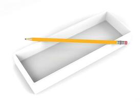 Gelb Graphit Bleistift auf oben von das leeren Box foto