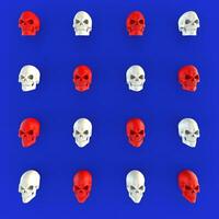 rot und Weiß Schädel auf Reich Blau Hintergrund foto