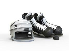 schwarz und Weiß Eishockey Ausrüstung - - isoliert auf Weiß Hintergrund foto