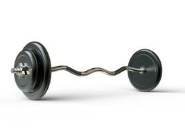 Hantel Gewicht mit gebogen Bar und Standard Gewicht Platten - - auf Weiß Hintergrund - - 3d Illustration foto