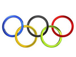 olympisch Ringe - - metallisch - - 3d Illustration foto