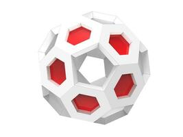 Weiß geometrisch Bucky Ball mit rot Einzelheiten foto