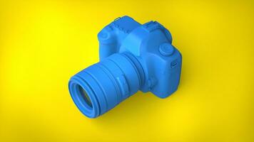 cool Blau Foto Kamera auf nett Gelb Hintergrund