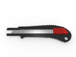 schwarz Box Cutter mit rot gleiten Taste foto