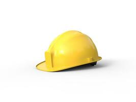 Gelb Arbeitskräfte hätten Hut - - isoliert auf Weiß Hintergrund - - Seite Aussicht foto