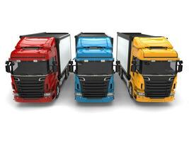 Rot, Blau und Gelb modern Transport Lastwagen - - Vorderseite Aussicht foto