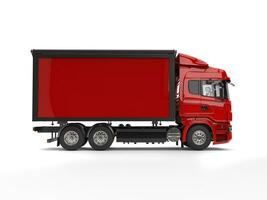modern rot schwer Transport Lastwagen mit rot Anhänger foto