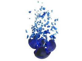 dunkel Blau Kristall Ball brechen in hundert Stücke foto