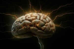 Mensch Gehirn elektrisch Schock Experiment. generieren ai foto