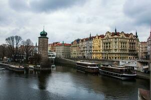 Prag, Tschechisch Republik, - - 17 feb 2018 - - Aussicht ont eh zentral Teil von das Stadt während wolkig Wetter foto