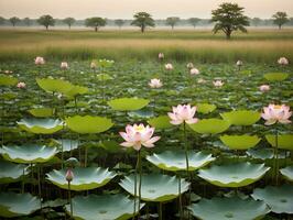 Lotusblumen im das Wasser. ai generiert foto