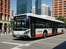 ein Bus auf das Straße. ai generiert foto