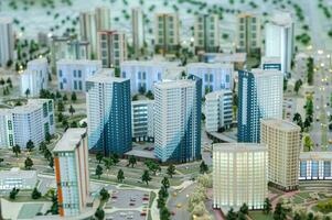 dreidimensional Bild von ein Gebäude, ein Stadt. gebaut oder projiziert Stadt. foto