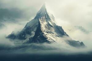 ein majestätisch Berg Gipfel erreichen in das Wolken ai generiert foto