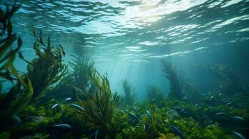 Seetang und Marine Leben im das unter Wasser Welt ai generiert foto