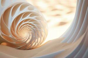 ein Nahansicht von ein schön Weiß Spiral- Objekt ai generiert foto