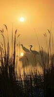 Vögel Stehen auf oben von ein Körper von Wasser ai generiert foto