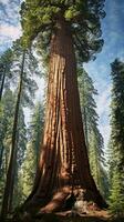 ein majestätisch Baum Stehen hoch im das Herz von ein üppig Wald ai generiert foto