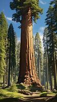 ein majestätisch Baum Stehen hoch im das Herz von ein üppig Wald ai generiert foto