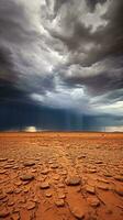 ein dramatisch Wüste Landschaft mit ein Annäherung Sturm ai generiert foto
