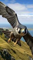 ein majestätisch Vogel hochfliegend über ein beschwingt Landschaft ai generiert foto