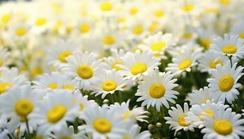 ein beschwingt Feld von Weiß und Gelb Blumen ai generiert foto