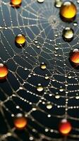 ein Spinne Netz mit Wasser Tropfen ai generiert foto