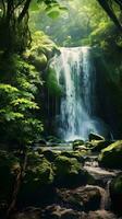 ein Wasserfall im ein Wald ai generiert foto