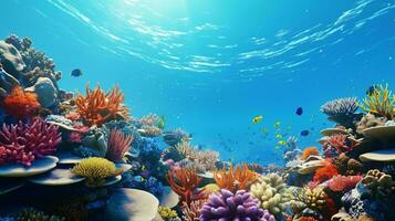 ein Koralle Riff mit Fisch ai generiert foto