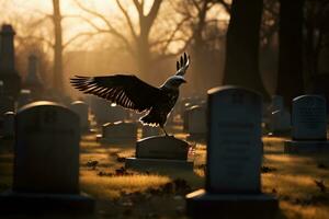 Adler beim amerikanisch Friedhof. neural Netzwerk ai generiert foto