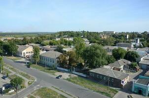 Charkiw, Ukraine - - August 27, 2019 Antenne Aussicht von chuhuiv Stadt, ein Geburtsort von Ilja repin, ein berühmt Bildhauer und Maler von peredwischniki Kunst Schule foto