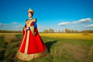 mongolisch Mädchen im traditionell National Kleid. neural Netzwerk ai generiert foto