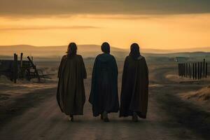 drei Frauen von das Berber Stamm. neural Netzwerk ai generiert foto