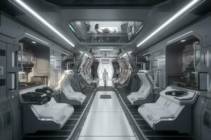 Raumschiff Krankenhaus Station von das Zukunft. neural Netzwerk ai generiert foto