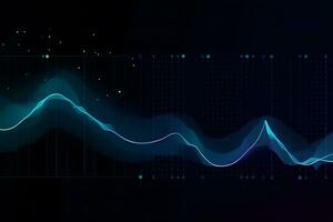 Lager Markt Handel Graph und Leuchter Diagramm auf Bildschirm Monitor zum finanziell Investition und wirtschaftlich Konzept. neural Netzwerk ai generiert foto
