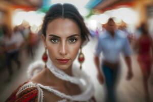 Porträt von ein spanisch Frau. neural Netzwerk ai generiert foto