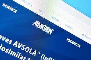 Startseite von amgen Webseite auf das Anzeige von PC, URL - - amgen.com. foto