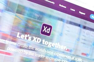 Netz Seite von Adobe xd Produkt auf offiziell Webseite auf das Anzeige von pc foto