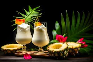 Pina Colada und Ananas Cocktail. neural Netzwerk ai generiert foto