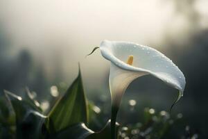 Calla Lilie Blumen im botanisch Garten. neural Netzwerk ai generiert foto